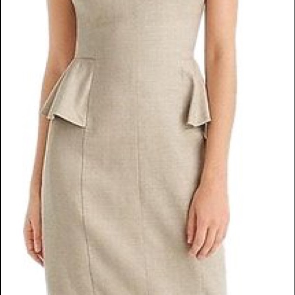 J. Crew Linen Peplum Dress Tan/White Trim 4P - Picture 4 of 5